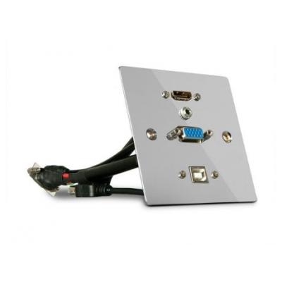 Single Gang VGA HDMI USB and Audio Wall Plate Metal